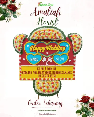 Karangan Papan Bunga Pernikahan di Menayu
